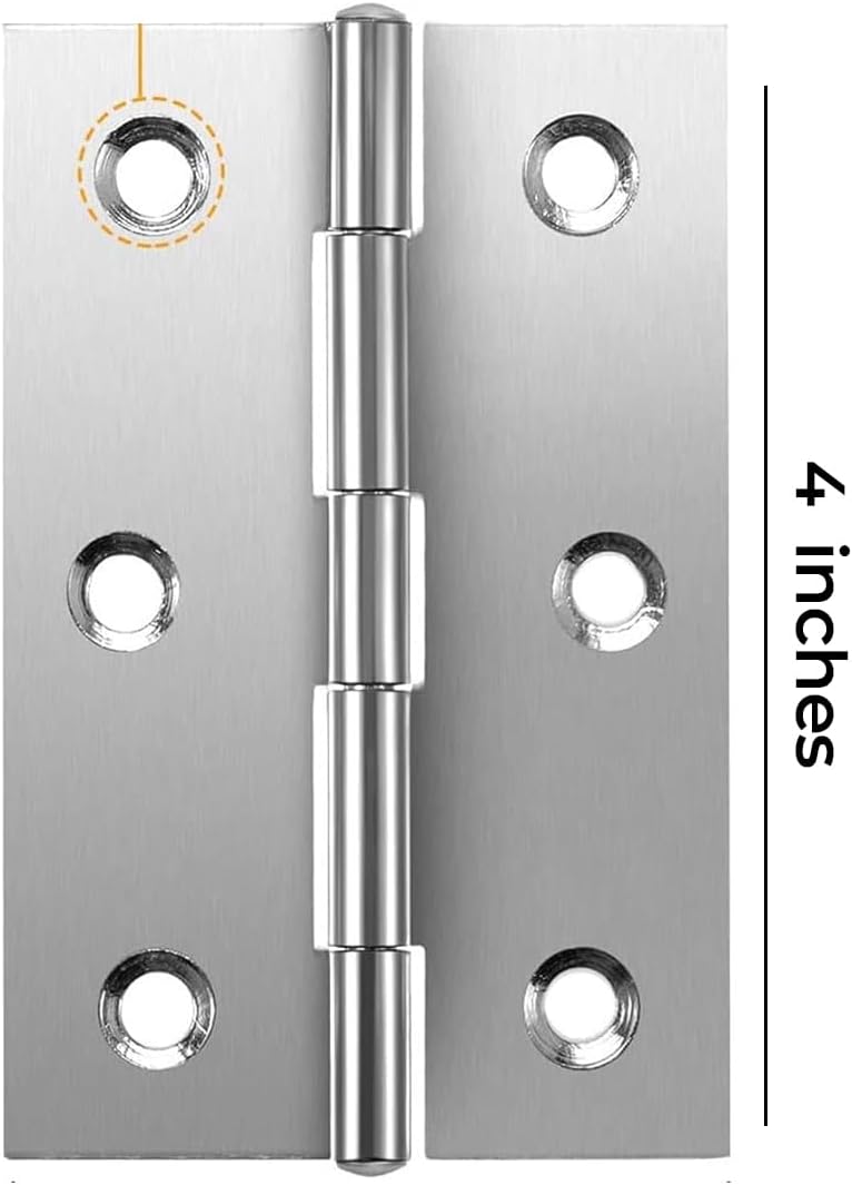 Duravel Cabinet Hinge Metal Hinges Door Hinge Folding Butt Hinges for Cupboard Cabinet Windows Door with Screws (Pack-Of 6, 4 INCH) - Image 3